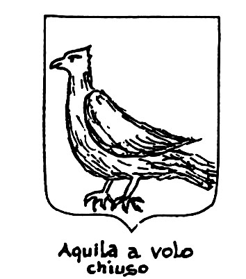Imagen del término heráldico: Aquila a volo chiuso